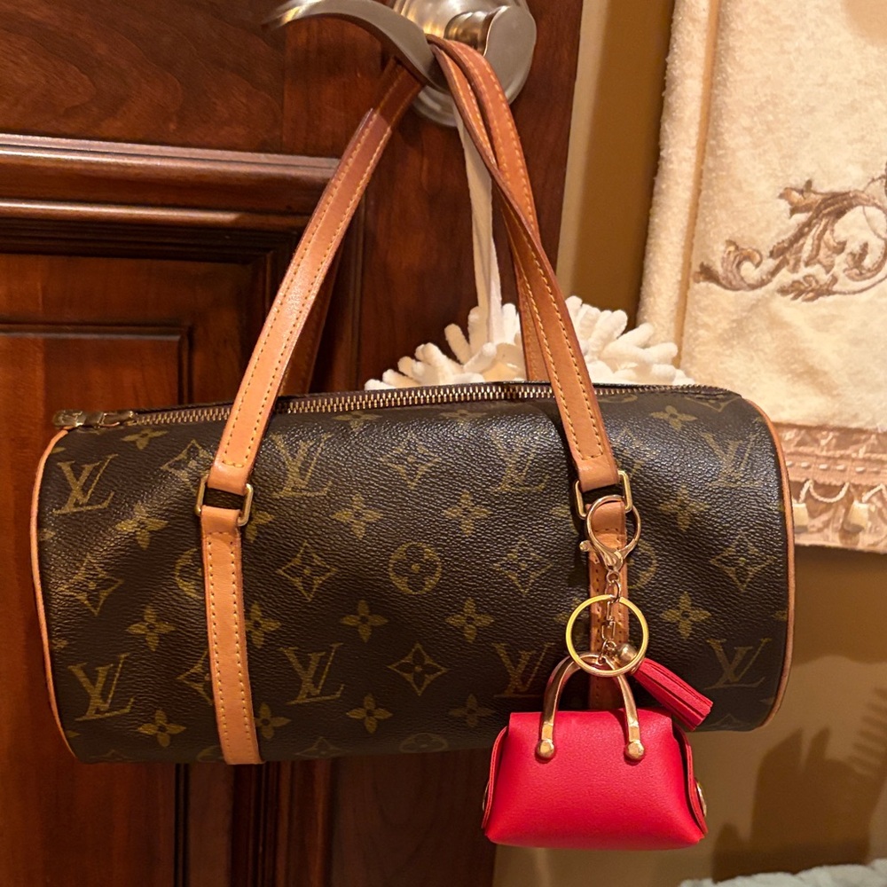 Louis Vuitton Monogram Shoulder Bag with Red Accent